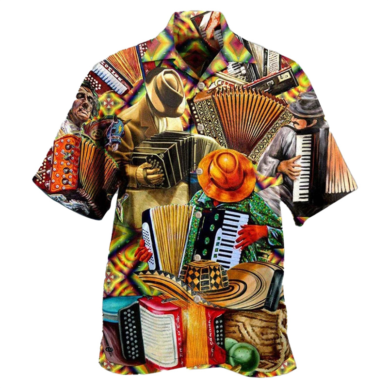 Musical Instrument Hawaiian - Chitarra musica grafica camicia hawaiana per