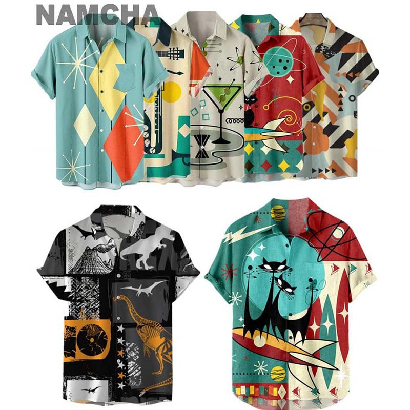 Musical Instrument Hawaiian - Camicie hawaiane da uomo stile spiaggia