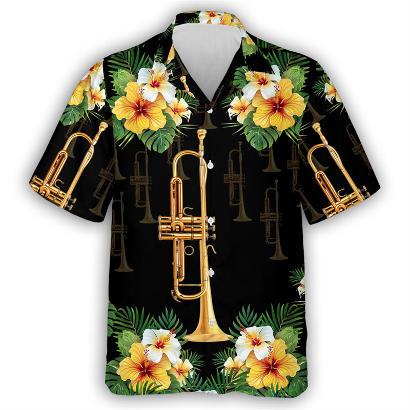 Chitarra tromba grafica camici - Musical Instrument Hawaiian recensione e prezzo